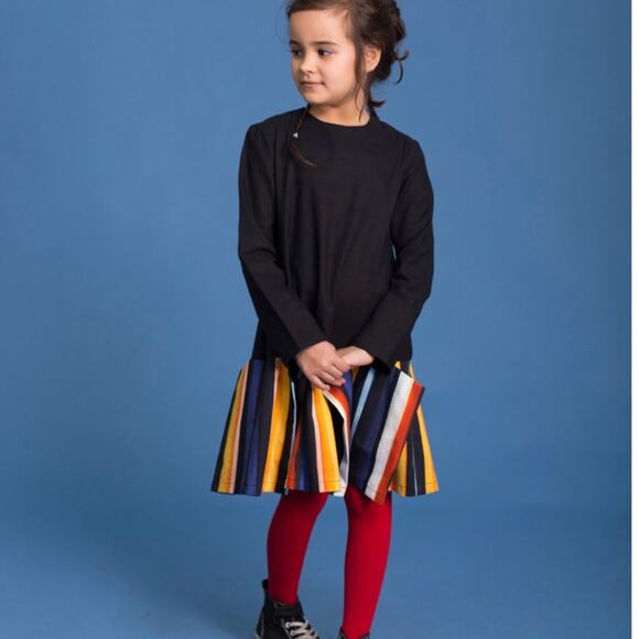 Motoreta girls  black multi striped flapper dress size 12/13 - Picture 1 of 10